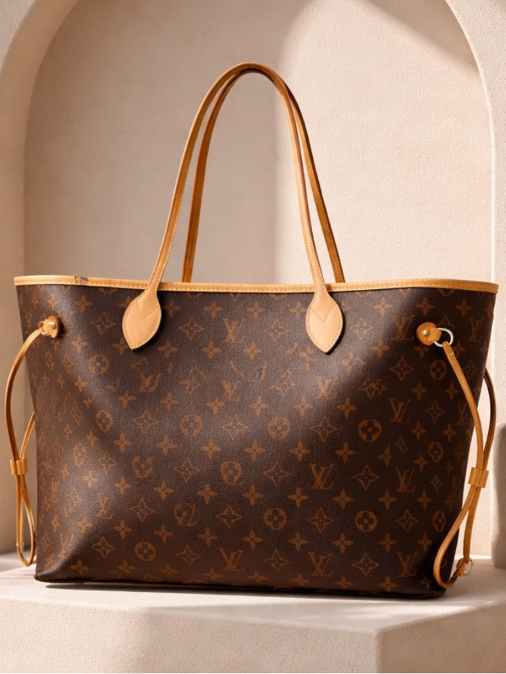 Authentic Louis Vuitton Monogram Never Full GM Shoulder Bag.